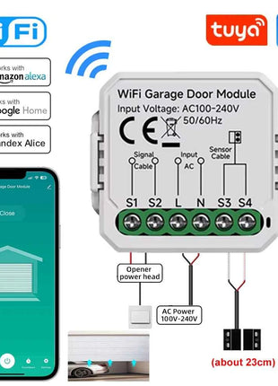 Tuya Mini WiFi Garage Door Opener Smart Life App Remote Voice Control Gate Door Switch module Works with Alice Alexa Google Home