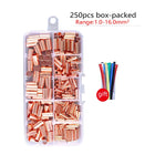 250 pz GT Tubo di Collegamento In Rame Filo Comune Piccolo Tubo di Rame Terminale Cavo Capocorda Bootlace Ghiera Kit con Pinze A Crimpare