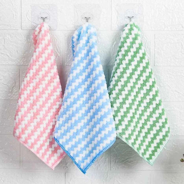 Microfiber Cleaning Cloth Velvet Thickened Dishcloths High Absorbent Scouring Kitchen Washing Dish Rags Household Wipe Towels