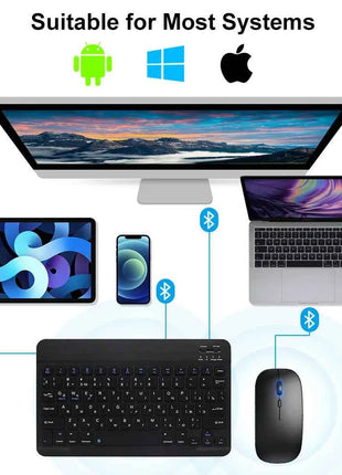 Bluetooth Wireless Keyboard Mouse For IOS Android Windows Tablet For iPad Air Mini Pro Spanish Korean Portugal Russian Keyboard