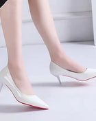 White Nude Pointed Toe Patent Leather High Heels Sexy Red Sole Party Prom Girl Pumps Minimalist Shallow Mouth Work Single Shoes