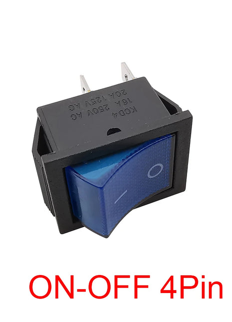 1 pz KCD4 4 pin 6 pin interruttore a bilanciere 16A 250VAC 20A 125VAC ON-OFF/ON-OFF-ON 2 posizioni 3 posizioni con interruttore di alimentazione della luce 31x25mm