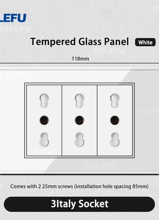 DELEFU Vetro temperato bianco Italia USB TypeC Presa a muro a ricarica rapida Schuko Tuya Wifi Smart Switch Sat TV Tel Campanello Cile