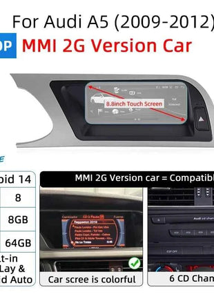 Fast Shipping Wireless CarPlay Screen For Audi A4 B8 A5 8K 2008-2016 Car Multimedia Player Android 14 8+128GB Stereo GPS Navi