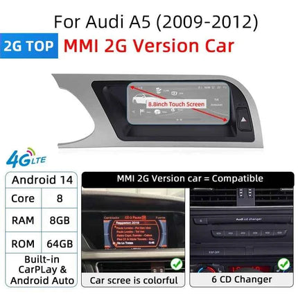 Fast Shipping Wireless CarPlay Screen For Audi A4 B8 A5 8K 2008-2016 Car Multimedia Player Android 14 8+128GB Stereo GPS Navi