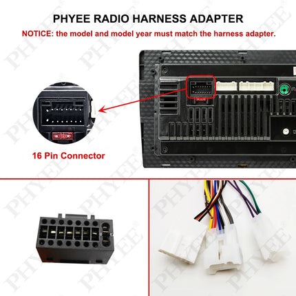 Adattatore per cablaggio radio Spina connettore a 16 pin 10 pezzi Cavo all'ingrosso per Toyota Corolla Camry RAV4 Hilux Land Cruiser Yaris