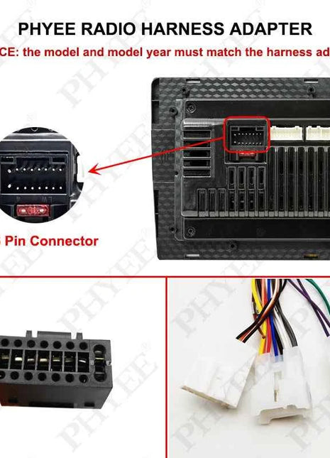 Adattatore per cablaggio radio Spina connettore a 16 pin 10 pezzi Cavo all'ingrosso per Toyota Corolla Camry RAV4 Hilux Land Cruiser Yaris