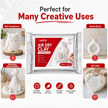 Kit di Argilla ad Asciugatura all'Aria, Argilla Modellabile Senza Cottura per Pittura Graffiti, Artigianato Fatto a Mano, Progetti Creativi Fai-da-Te e Materiali Artistici