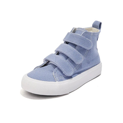 Autunno bambini scarpe di tela alte ragazzi Triple ganci Design Sneakers ragazze colore caramella scarpe Casual scarpe da scuola per bambini