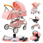 Multifunction 3 in 1 Baby Stroller with Car Seat and Sleeping Basket Baby Pram Lightweight Infant Pushchair Compact Folding Pram