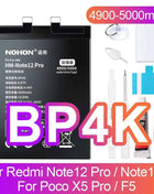 NOHON Battery for Xiaomi Redmi Note 13 12 11 10 Pro 9 8 7 6 5 4 11S 10S 9S Batteries BN5P BN53 BN46 BN45 BN5D BP47 BP4K BM5T