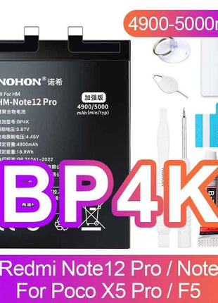 NOHON Battery for Xiaomi Redmi Note 13 12 11 10 Pro 9 8 7 6 5 4 11S 10S 9S Batteries BN5P BN53 BN46 BN45 BN5D BP47 BP4K BM5T