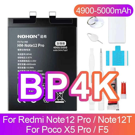 NOHON Battery for Xiaomi Redmi Note 13 12 11 10 Pro 9 8 7 6 5 4 11S 10S 9S Batteries BN5P BN53 BN46 BN45 BN5D BP47 BP4K BM5T