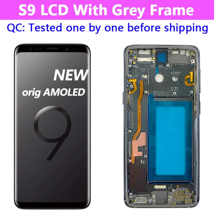 Display AMOLED per SAMSUNG Galaxy S9 G960 Display Touch Screen Digitizer Assembly G960F/DS OLED LCD con sostituzione del telaio