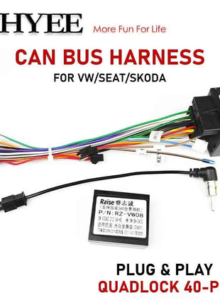 Adattatore Cablaggio Quadlock, Decoder CAN Bus, SWC, Plug & Play, Cavo Radio Android 16 Pin, per VW PQ35 Golf Jetta Polo Caddy