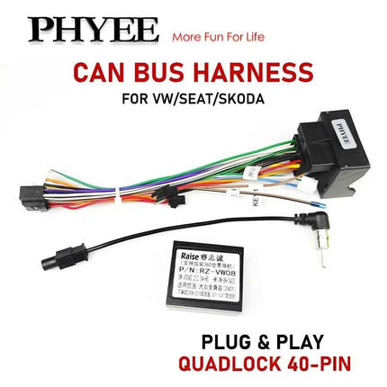 Adattatore Cablaggio Quadlock, Decoder CAN Bus, SWC, Plug & Play, Cavo Radio Android 16 Pin, per VW PQ35 Golf Jetta Polo Caddy