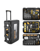DEKO 258pcs Set di attrezzi manuali fai da te per la casa cassetta portautensili professionale a tre strati con rotelle portatile