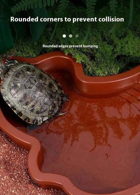 〔CC55〕Reptiles Water Dish With Anti-Slip Imitation Rock Ladders Food Water Bowl For Turtle Lizards Gecko Small Pet Supplies