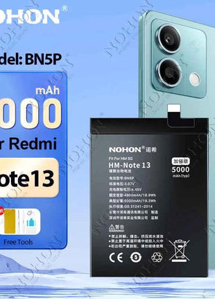 NOHON Battery for Xiaomi Redmi Note 13 12 11 10 Pro 9 8 7 6 5 4 11S 10S 9S Batteries BN5P BN53 BN46 BN45 BN5D BP47 BP4K BM5T