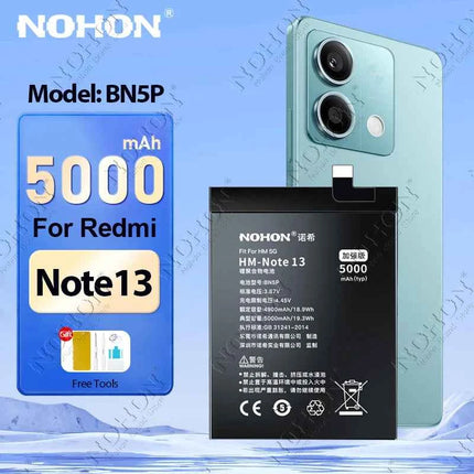 NOHON Battery for Xiaomi Redmi Note 13 12 11 10 Pro 9 8 7 6 5 4 11S 10S 9S Batteries BN5P BN53 BN46 BN45 BN5D BP47 BP4K BM5T