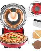 12 Inch Electric Pizza Oven Indoor 1200 Watt Glazed Ceramic Stone Cooker Two-button Precise Temperature Control Heats up 420℃