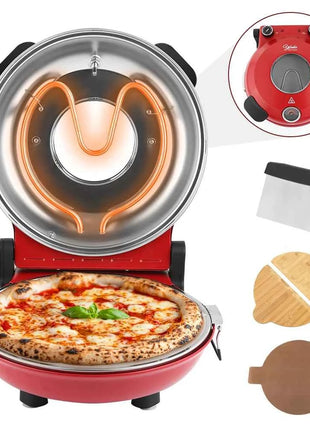 12 Inch Electric Pizza Oven Indoor 1200 Watt Glazed Ceramic Stone Cooker Two-button Precise Temperature Control Heats up 420℃