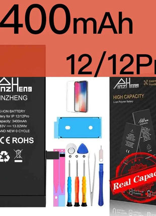 PINZHENG Real High Capacity Battery For iPhone X XR XS Max 12 13 Mini Pro Max 11 Pro Max Replacement Bateria Warranty One Year