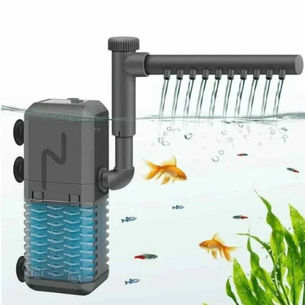 3-IN-1 Aquarium Internal Filter Pump Silent Wave-Maker Submersible Fish Tank Filters Air Oxygen Aerator for Saltwater Freshwater
