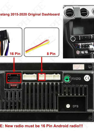 Adattatore Cablaggio con Decodificatore CAN Bus, Supporto SYNC, Adattatore Radio Android a 16 Pin (Sostituisce CD), per Ford Mustang 15 - 20