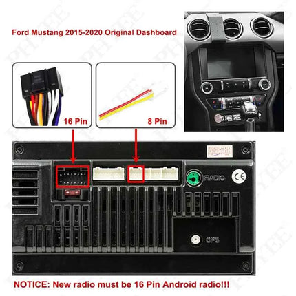 Adattatore Cablaggio con Decodificatore CAN Bus, Supporto SYNC, Adattatore Radio Android a 16 Pin (Sostituisce CD), per Ford Mustang 15 - 20