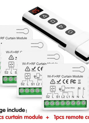 Interruttore per tende Wifi Rf Tuya Smart Life Modulo per tapparella 433 mhz 5-IN-1 Telecomando, per tende per porte e finestre del garage Alexa
