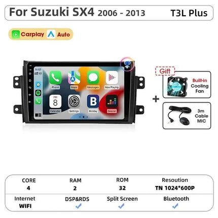 Srnubi Car Radio For Suzuki SX4 Cross 2006-2013 For Fiat Sedici Carplay Android Auto Radio Multimedia Player 4G Wifi GPS 2 Din