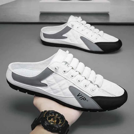 2023 Moda uomo Nuovo stile con suola in lat Wild a fondo piatto Estate Sezione sottile Baotou Mezze pantofole