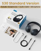 HAYLOU S30 Wireless Bluetooth 5.4 Headphones 43dB Adaptive Noise Cancelling Headsets 40mm Dynamic Driver 80H Playtime Earphones