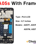 A05 Screen for SAMSUNG A05S A057 LCD Display Touch Screen Digitizer Assembly for Samsung A05 A055 with Frame LCD Display