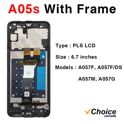 Schermo A05 per SAMSUNG A05S A057 Display LCD Touch Screen Digiziter Assembly per Samsung A05 A055 con cornice Display LCD