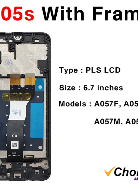 Schermo A05 per SAMSUNG A05S A057 Display LCD Touch Screen Digiziter Assembly per Samsung A05 A055 con cornice Display LCD