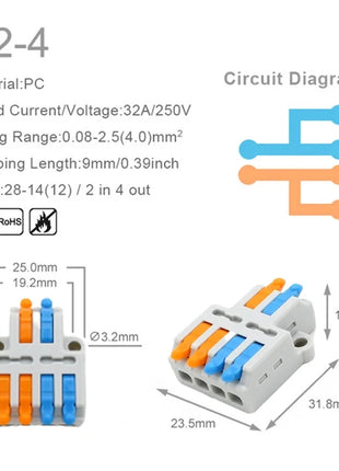 5/10PCS Universal Compact Wire Connector Quick Splitter Electrical Cable Terminal Block For 28-12AWG Small Wiring Connector