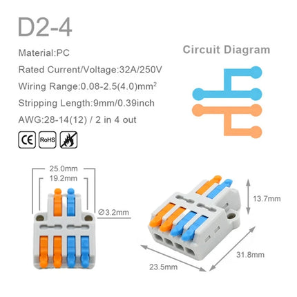 5/10PCS Universale Compatto Cavo Connettore Splitter Rapido Cavo Elettrico Morsettiera Per 28-12AWG Piccolo Connettore di Cablaggio
