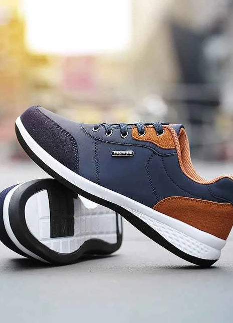 YRZL Men Shoes Spring Autumn Waterproof Walking Sneakers Leisure Male Leather Sports Shoes Non-Slip Footwear Tennis for Men