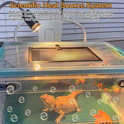 Reptile Heat Lamp With US EU Power Cord Rotatable Basking Spot Light Simulated Sunlight For Turtle Lizard Dimmable Heating Lamp