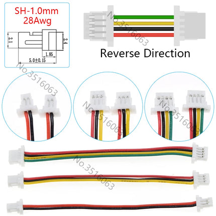 5/10 Pz SH 1.0mm Maschio/Femmina Connettore Con Filo 100/200/300mm Cavo 2/3/4/5/6/8/10P Spille Ponticello linea SH1.0 SHR Per Arduino