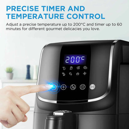 Friggitrice ad Aria Midea 4L 1500W - 8 Modalità, 35-200°C, Senza Olio MAD40F8APK-S