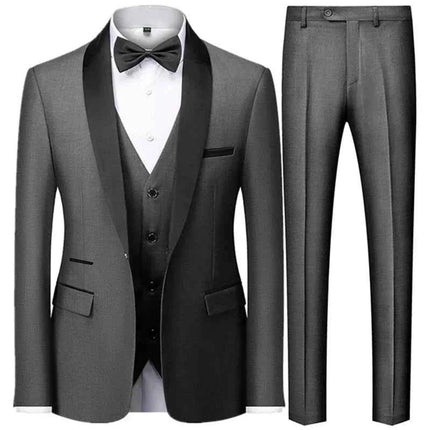 Abito Uomo 3 Pezzi Nero Slim Fit - Giacca, Pantalone e Gilet Cerimonia