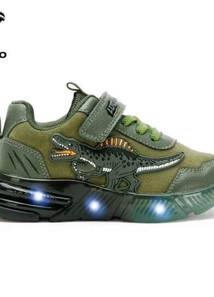 EXDINO Dinosauro Bambini piccoli Primavera Autunno Scarpe luminose a LED Bambini Spinosaurus Ragazzi Glowing Scarpe da ginnastica sportive casual antiscivolo