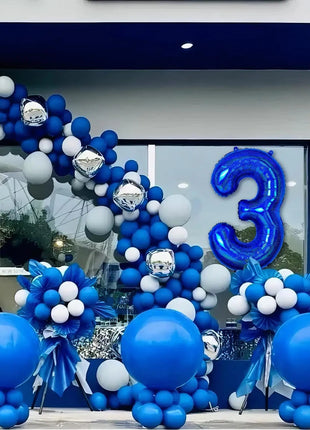 Palloncino laser blu da 40 pollici digitale 0123456789 Palloncino a elio foil Ragazzi Ragazze Compleanno Decorazioni per feste blu Palloncino Bluey
