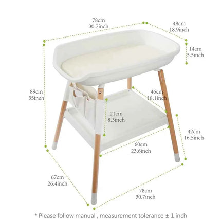 2 in 1 Baby Bath & Installation Safety Wooden Children Infant Diaper Changing Table with Free Changing Pad Included