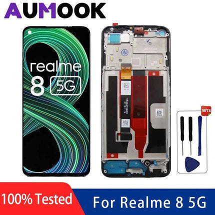 6.5 ''Per Realme 8 5G RMX3241 Display LCD Touch Screen Digitizer Assembly per Realme8 5G Schermo LCD Con Telaio di Ricambio