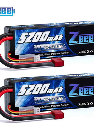 1/2 Units Zeee Lipo Battery 2S 7.4V 100C 5200mAh with Deans Connector for RC Car Truck Vehicle Buggy Losi RC Racing Models Parts
