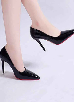 White Nude Pointed Toe Patent Leather High Heels Sexy Red Sole Party Prom Girl Pumps Minimalist Shallow Mouth Work Single Shoes